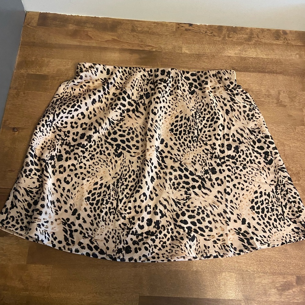 Satin Leopard Print Skirt